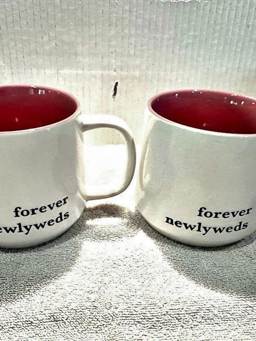 Forever Newlyweds Mug Set in White & Red